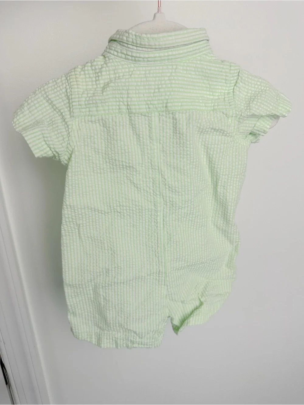 Ralph Lauren Green Seersucker Baby Boy Romper 6m EUC